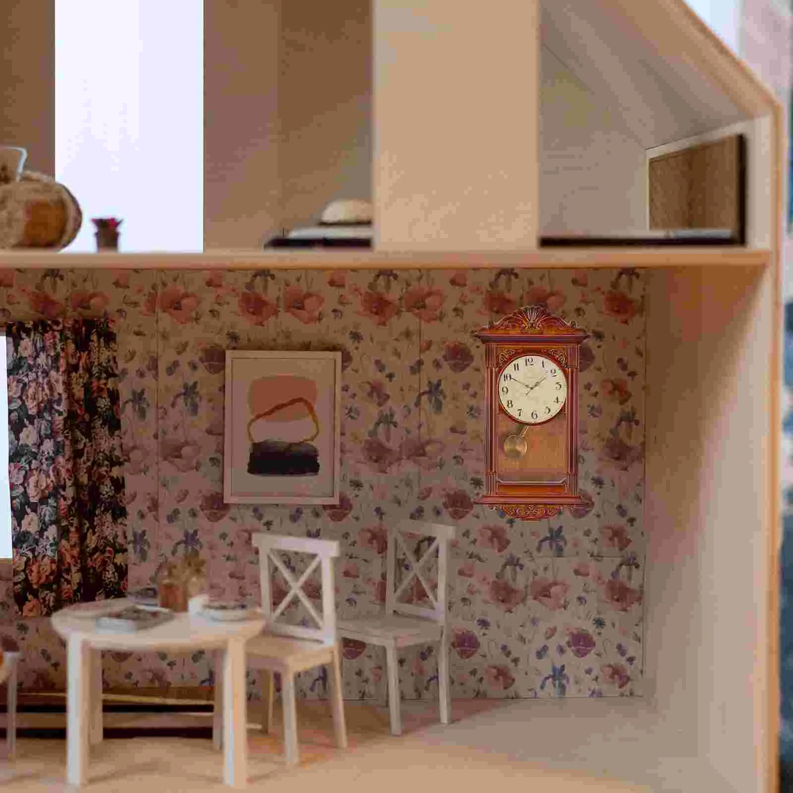 Mini Grandfather Clock Miniature Mantel Vintage Pendulum Decor Decorations Small Furniture House Supplies Decorative Wooden