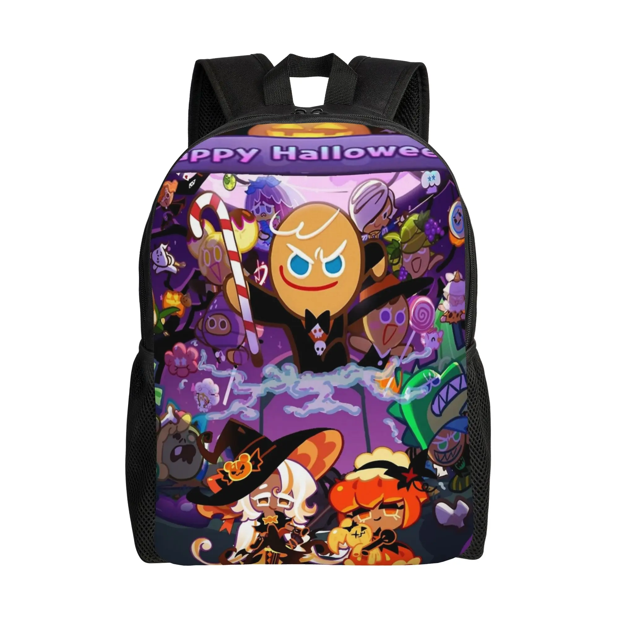 

Cookie Run Kingdom Happy Halloween Backpack Outdoor Student Hiking Travel Daypack for Men Women Laptop Computer Canvas Bags