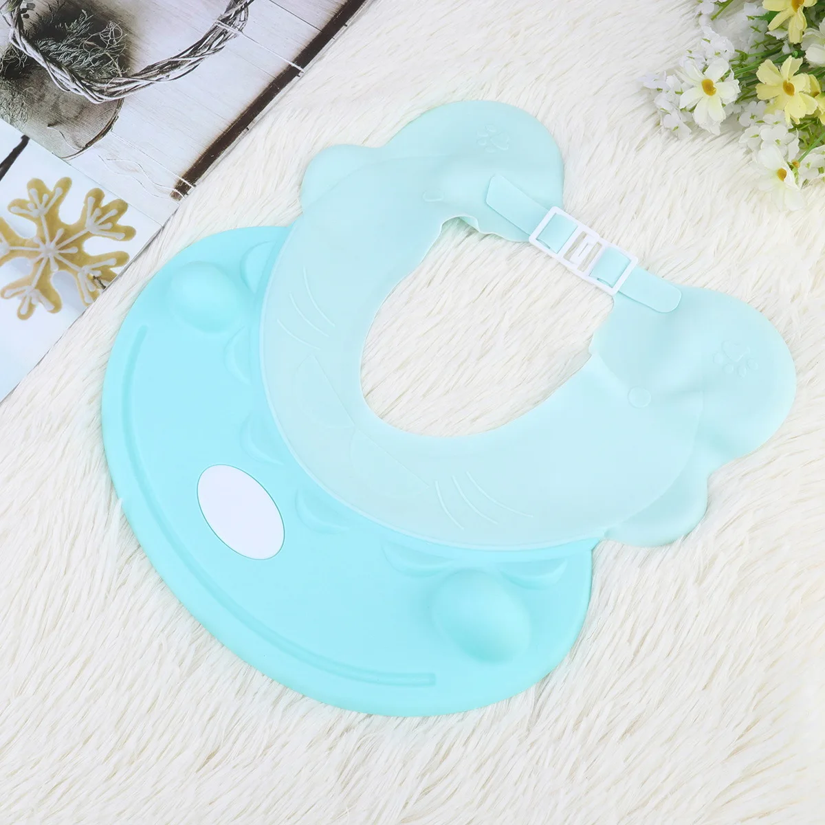 قابل للتعديل السماء الزرقاء الطفل حمام قبعة مقاوم للماء غسل الشعر غطاء الأذن حامي الاستحمام قبعة الدش للأطفال قبعة حمام الطفل