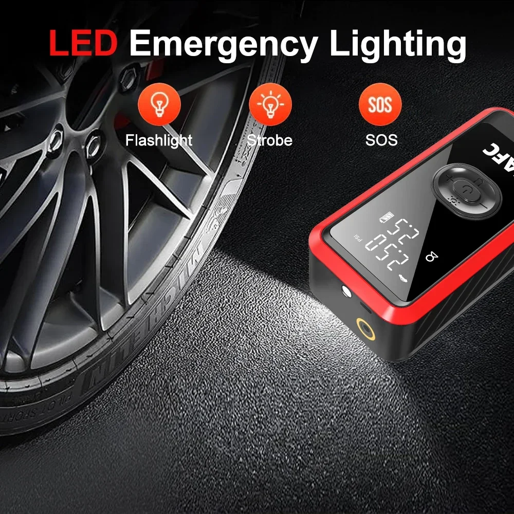 EAFC Neueste kabellose Luftpumpe für Autos, Luftkompressor, Reifenballaufpumper, LED-Licht, Reifenfüller, 150 PSI, elektrisch, für Autos, Motorräder, Fahrräder – Detail 8