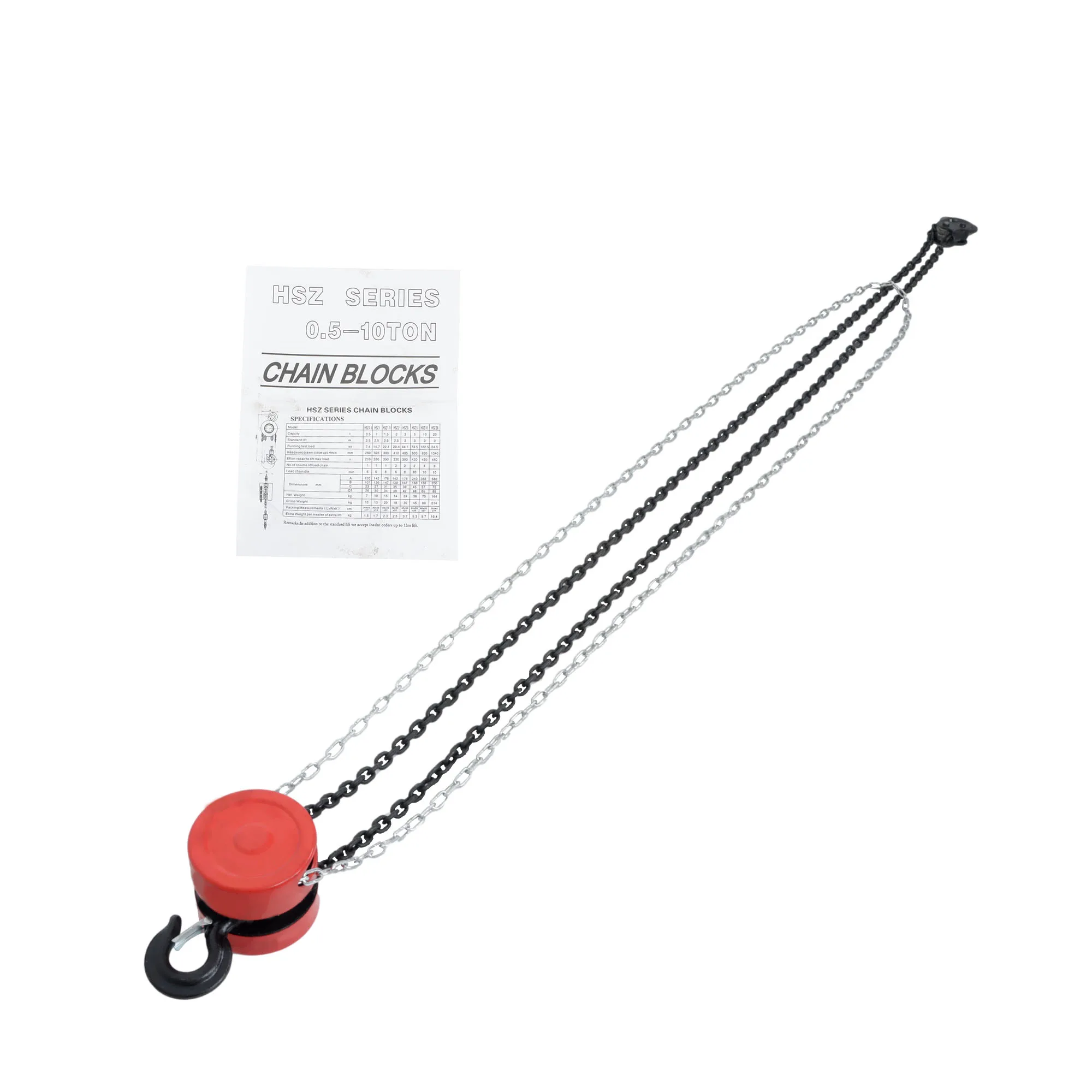 Chain Hoist Chain Block 4400lbs Capacity 8 Feet Lift Steel Construction Red