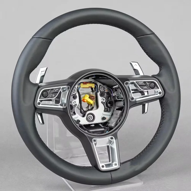 Real Leather Car Steering Wheel For Porsche Macan Panamera Taycan Cayenne Cayman 718 911 918 991 992 GT2 GT3 GT4 Car Accessories