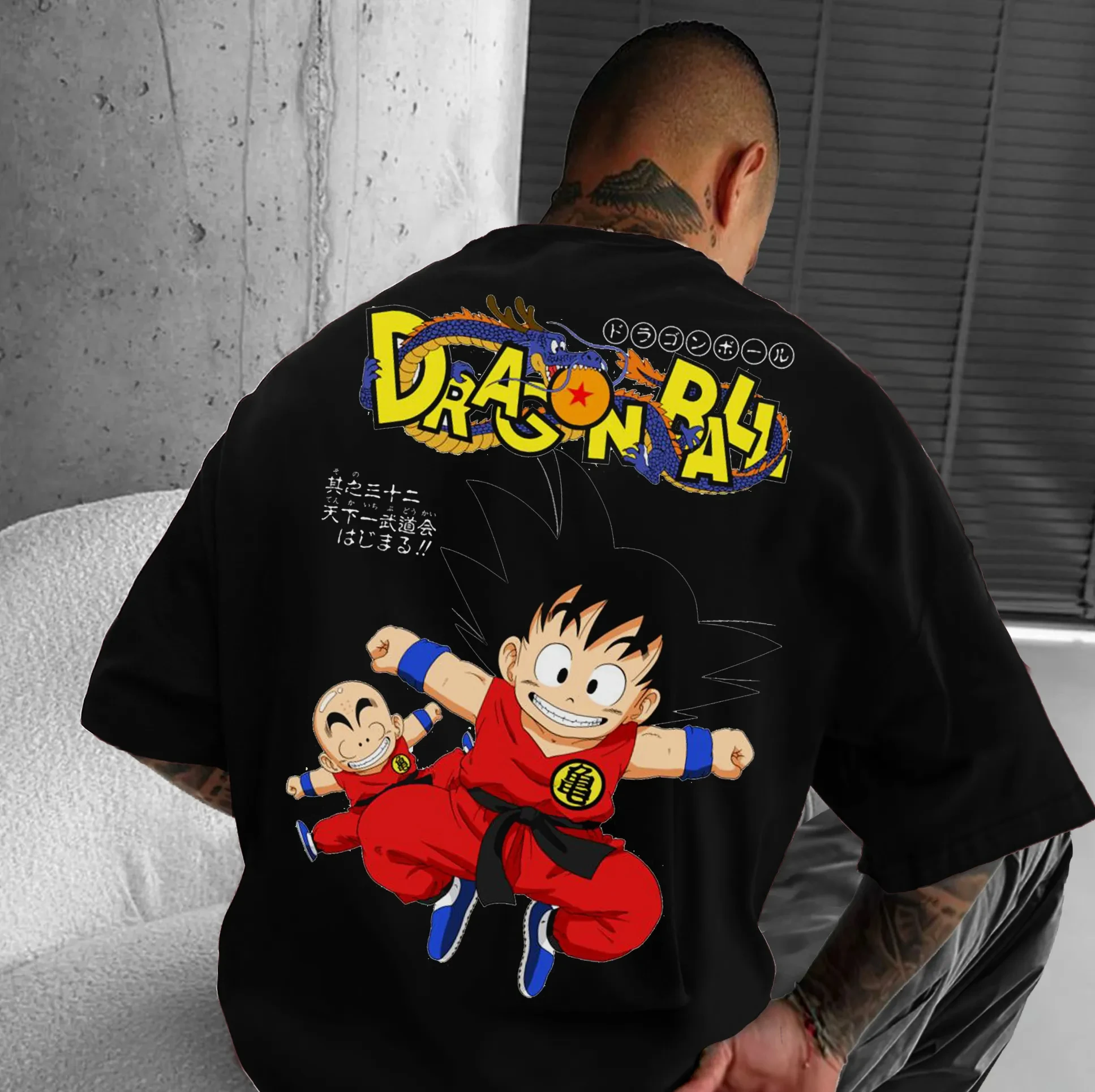 Dragon Ball Anime Goku Camiseta holgada de algodón con estampado de manga corta estilo americano para deportes de verano con cuello redondo para hombres y mujeres