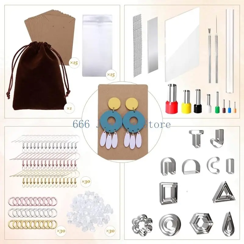 F2TD 165PCS/SET Polymer Clay Cutters for Earrings 14 Shapes Stainless Steel Clay Cutters Polymer Clay Jewelry Clay Earring