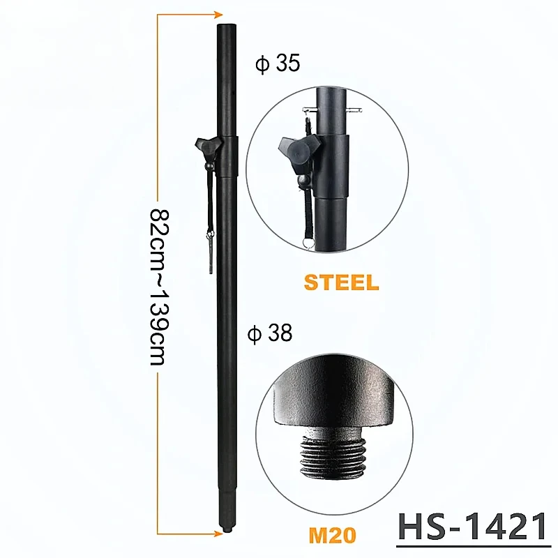PRO Audio-Lautsprecherständer verlängert die Länge von 82 cm bis 140 cm – Detail 4