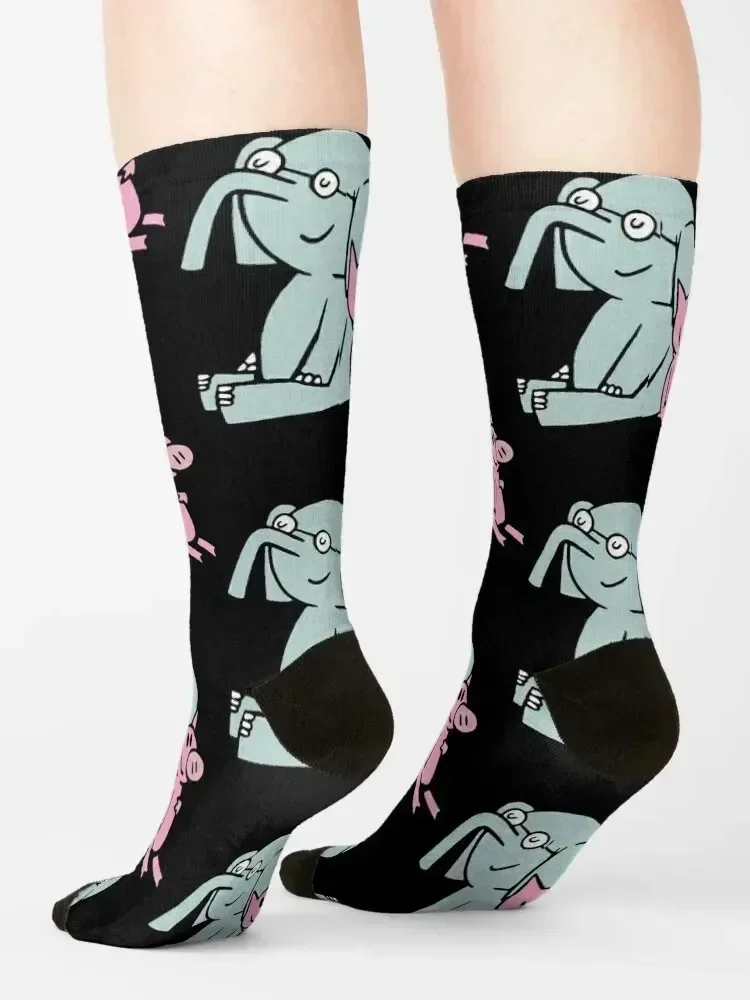 الفيل وخنزير. جيرالد وخنزير. ملصق أنيمي شفاف، جوارب mo willems لكرة القدم مضادة للانزلاق للرجال والأولاد جوارب نسائية