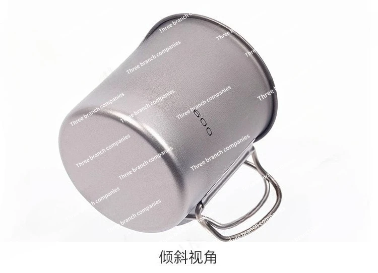 Single double layer titanium cup thermos  outdoor titanium water coffee cup lid