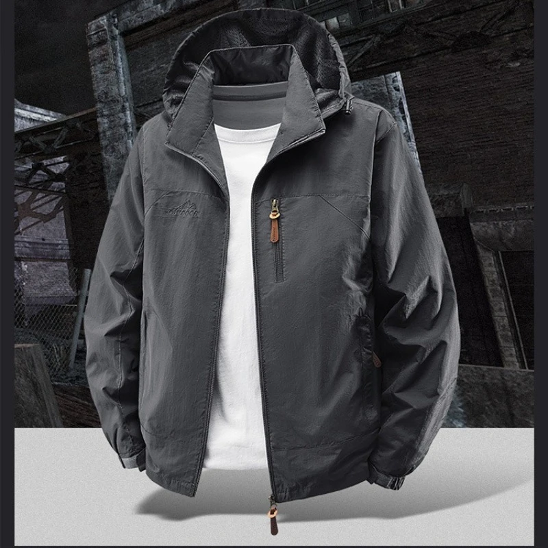 

Hot Sell 2025 Autumn Hiking Jackets Men Waterproof Windbreaker Breathable Oversized Climbing Trekking Hooded Jackets