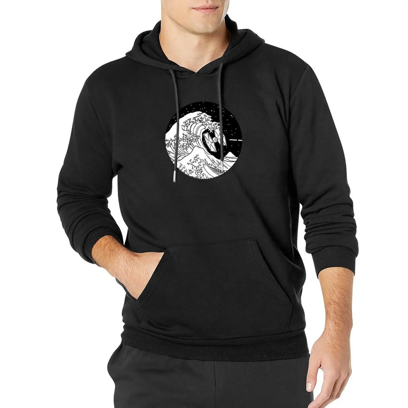 

Космический корабль в космосе - пуловер с капюшоном The Great Wave, мужская дизайнерская одежда, осенняя толстовка оверсайз