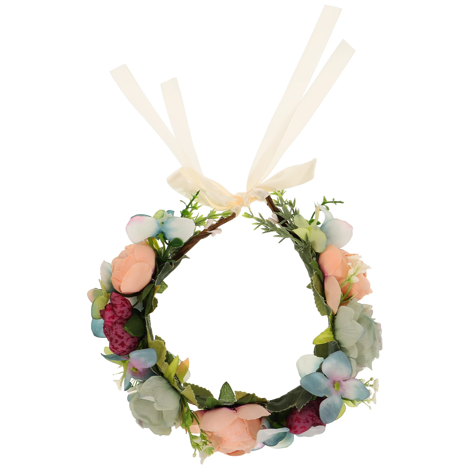 

Floral Headband Realistic Rose Wreath Blue Party Hair Accessory Comfortable Lightweight Bridal Wedding Carnival Masquerade Photo