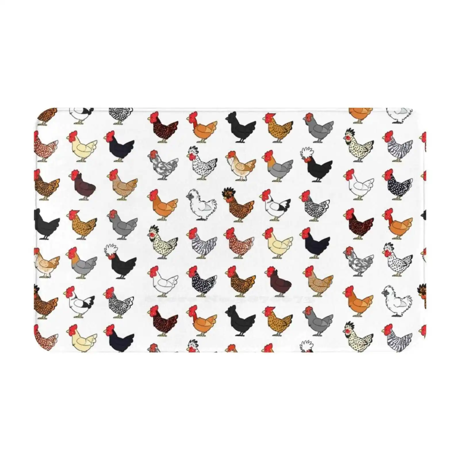 Chicken Breeds ( Captionless ) Soft Foot Pad Room Goods Rug Carpet Birds Chicken Rooster Farming Poultry Pet Animal