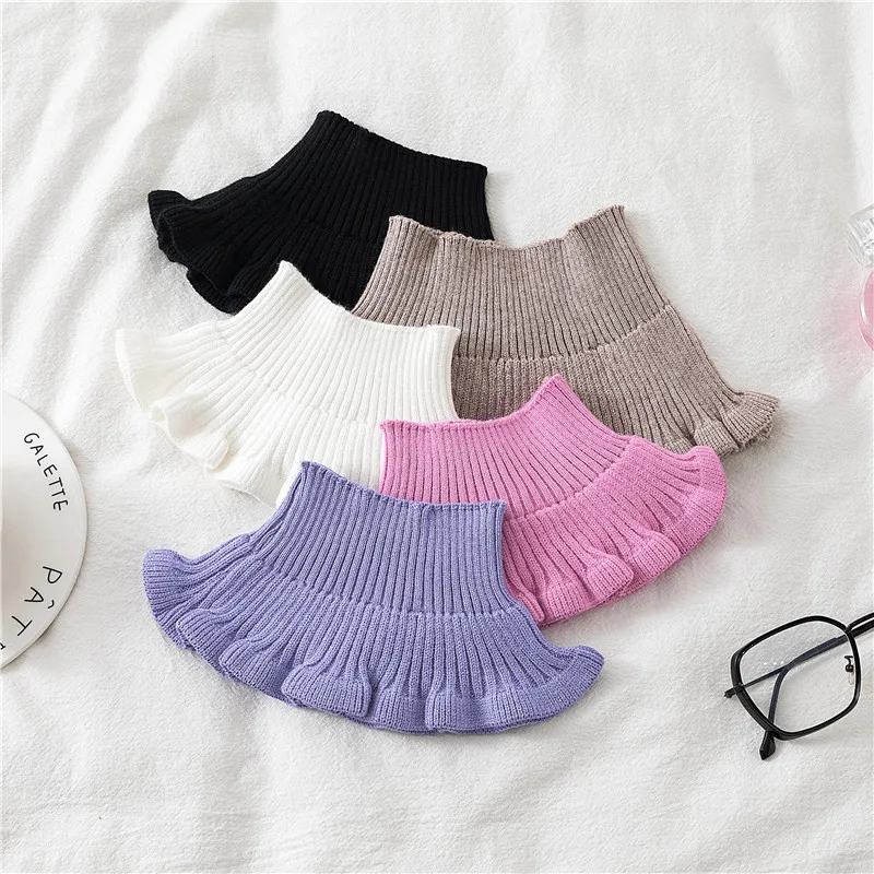 

Осенне-зимний теплый защитный чехол для шеи, универсальный декоративный искусственный воротник, вязаный шерстяной модный воротник полувысокого цвета