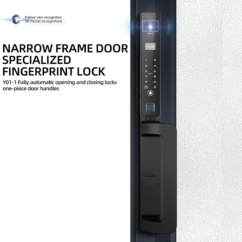 Face Recognition Fingerprint Lock 35MM Narrow Bezel Cell Phone Tuya Aluminum Door Code Lock Automatic Smart Door Locks