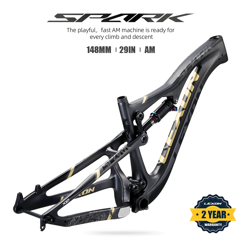 Lexon Full Suspension SPARK All Mountain Bike Frame 29er AM Boost 148mm MTB Trial Suspesnion Carbon DNM SHOCK FOR BICYCLE 27.5