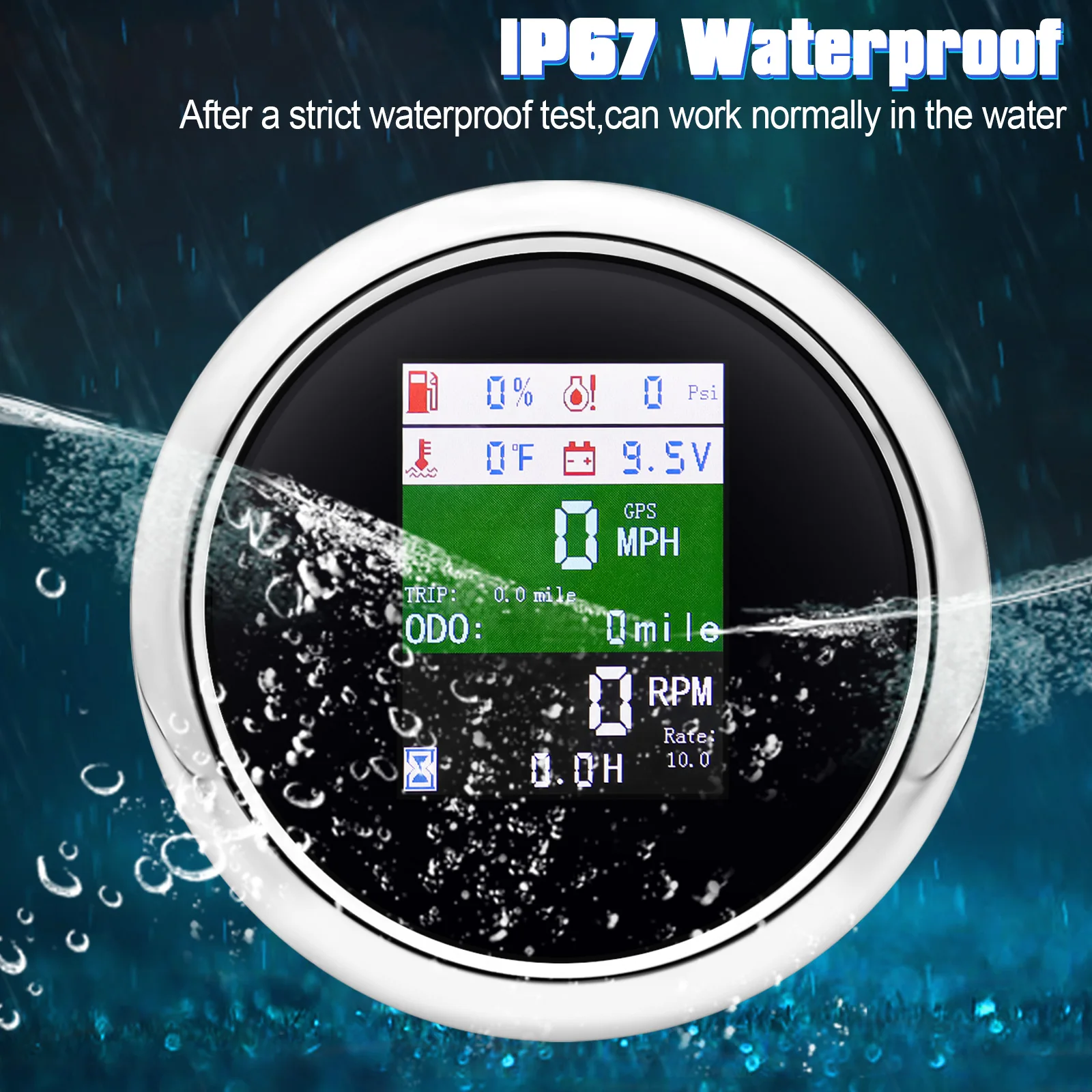 Digital 6 In 1 Gauge GPS Speedometer Tachometer Fuel Level Oil Press Voltmeter Water Temp Gauge For Car Boat Motor 12V 24V