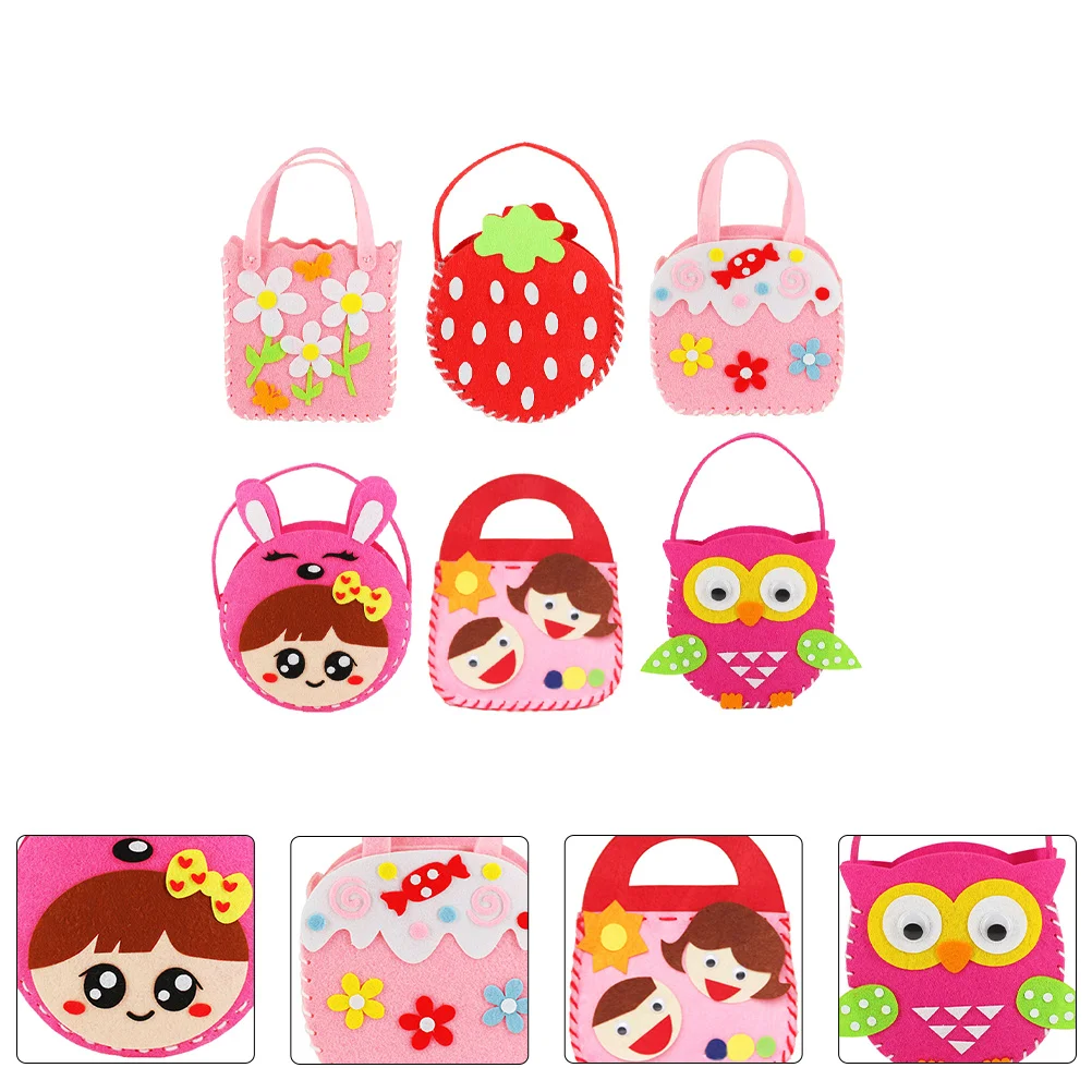 

6 Sets Non-woven Bag Felt Sewing DIY Kit Toys for Toddlers Girl Material Kits Handmade Making Child Wallet