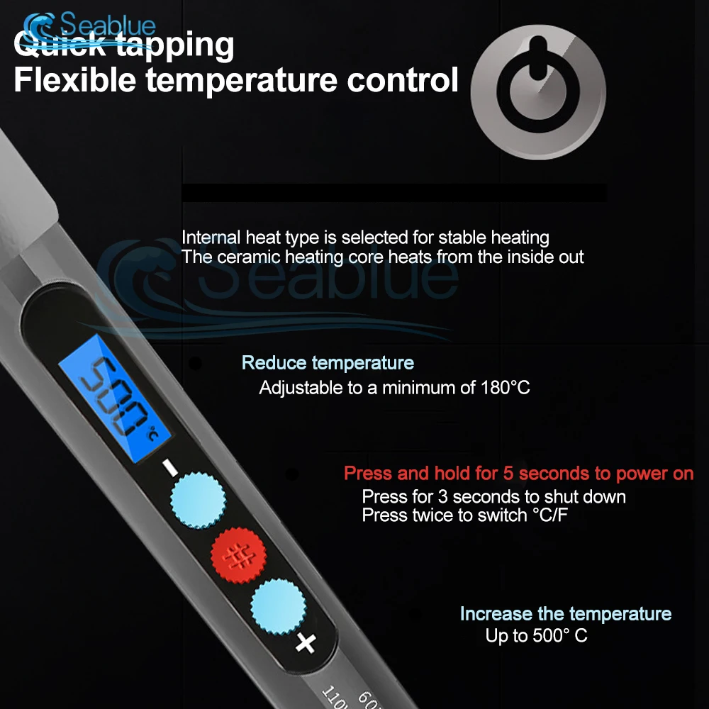 Imagem -05 - Ferro de Solda Elétrico Kit Temperatura Ajustável Digital Display Ferramentas Eletrônicas de Reparação de Solda com Pontas de Ferro de Estanho de Solda 60w