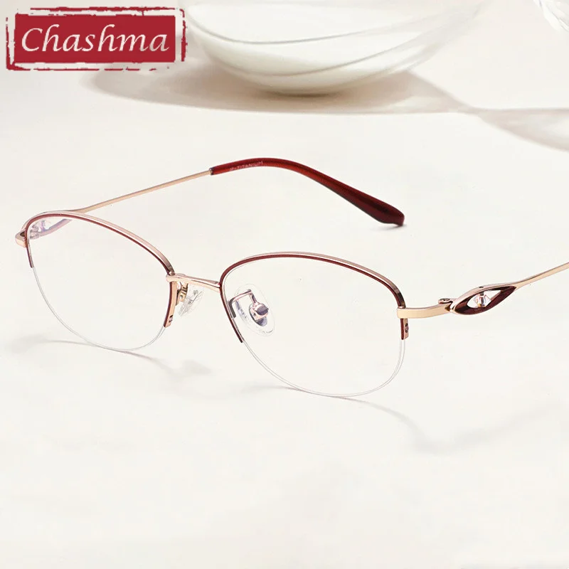 

Chashma Women Glasses Frame Elegant Pure Titanium Eyeglass Trendy Light Prescription Lenses Glasses Frame for Female
