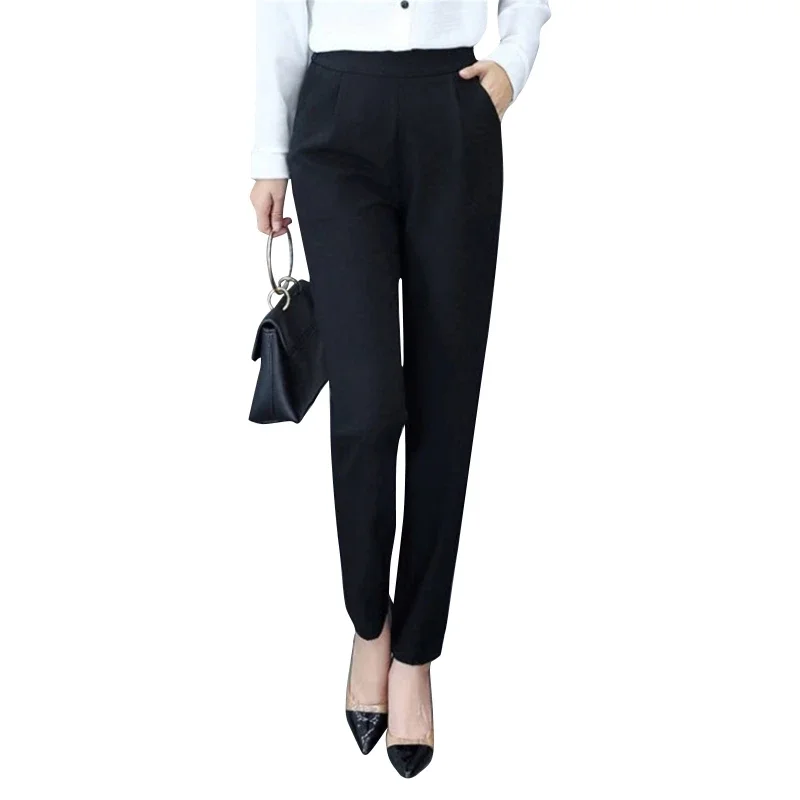 

Thin Casual Trousers with Pockets Skinny Work Trousers 2022 New Women's High Waist Harem Pants Slim Stretch Pants Size Pants