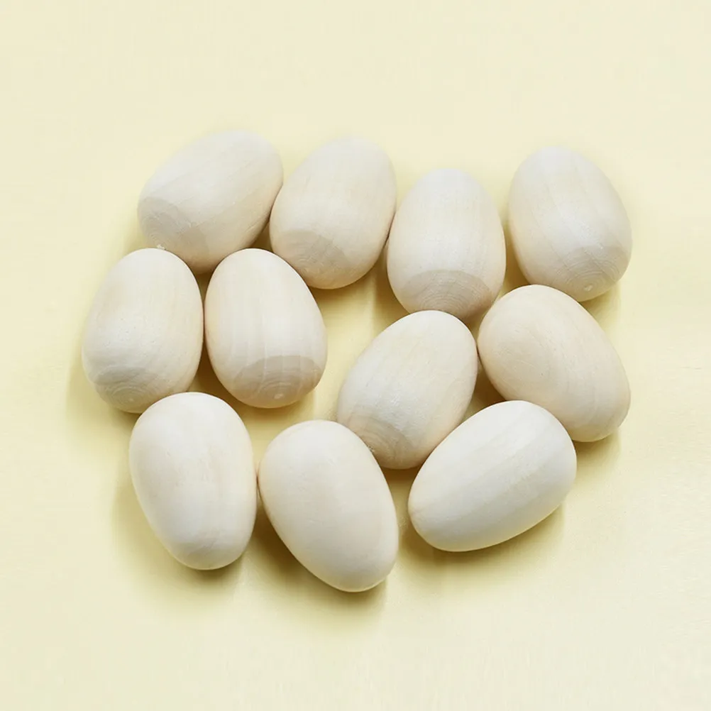 50Pcs Wooden Eggs for Easter Crafts Realistic Fake Eggs Smooth Surface DIY Painting Family Skills Development Craft