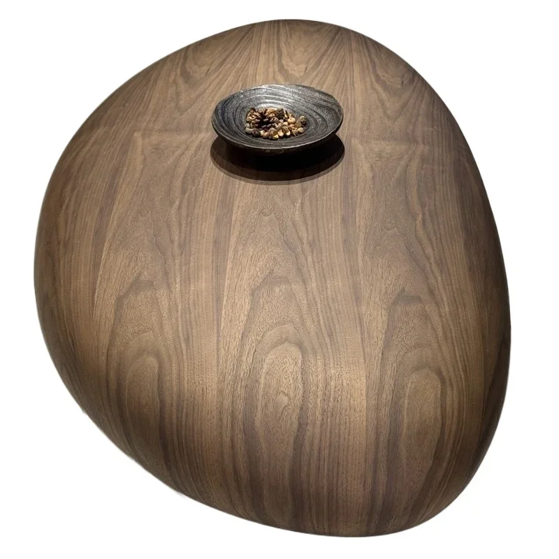 

Минималистичный журнальный столик в средневековом ретро-стиле для гостиной виллы, большой квартиры, из черного ореха, нестандартной формы.