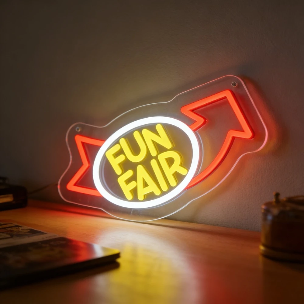 

Fun Fair LED Neon Sign Home Decor USB Dimmable Neon Light for Kids Room Playground Cake Shop Decor Birthday Party Festival Decor