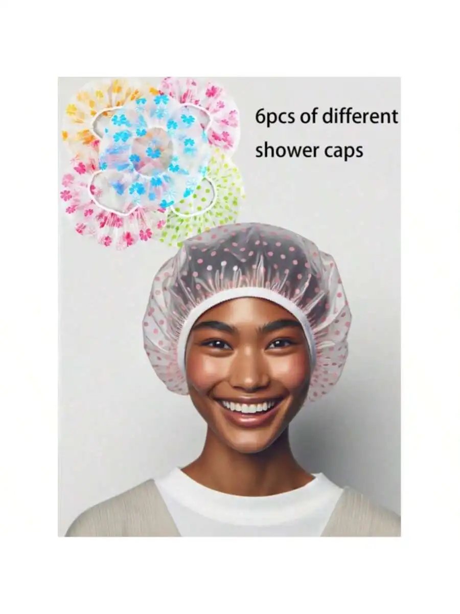 

6/3 color shower caps can be reused, with elastic band design, suitable for saunas and bathtubs