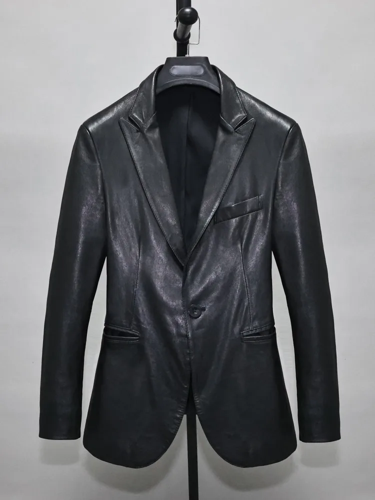 เสื้อเบลเซอร์หนังแท้ทรงเข้ารูป - Leather Work Jacket Mens บทวิจารณ์และราคา