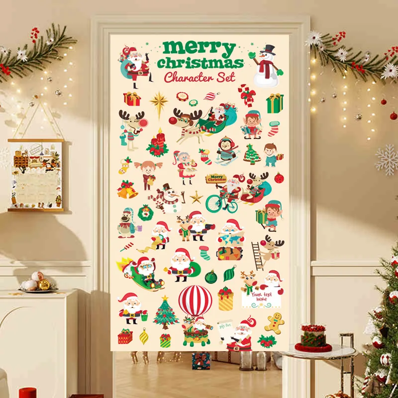 Christmas decorations changing room Curtain Privacy Partition Doorway Curtains Kitchen Entrance Noren Linen Hanging Half-curtain