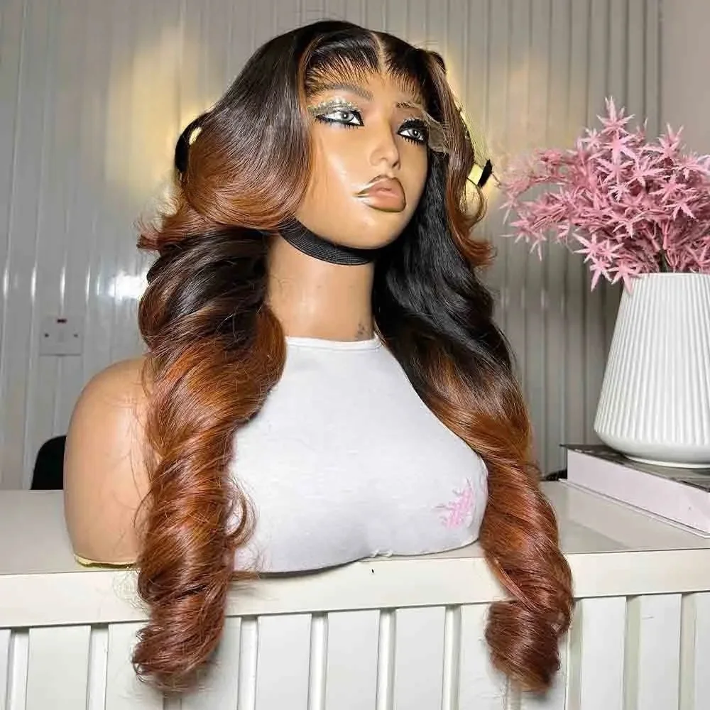 Long Natural Highlight Brown Soft Body Wave 5x5 Silk Base  Jewish Human Hair Wig  Baby Hair HD Lace European Hair Preplucked