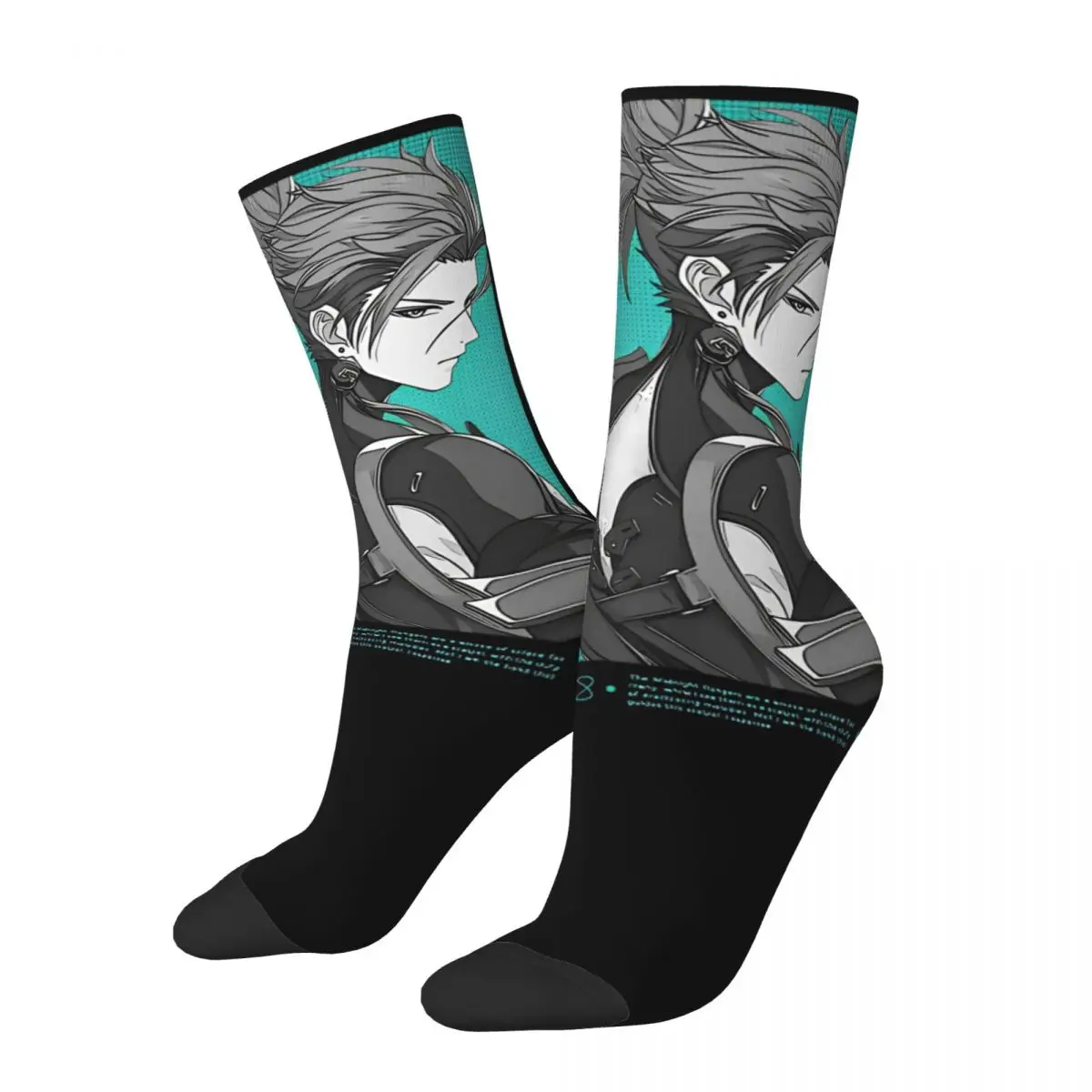 Men's Socks Harajuku Jiyan Wuthering Waves Sock Polyester Anime Game Skateboard Women's Socks Spring Summer Autumn Winter