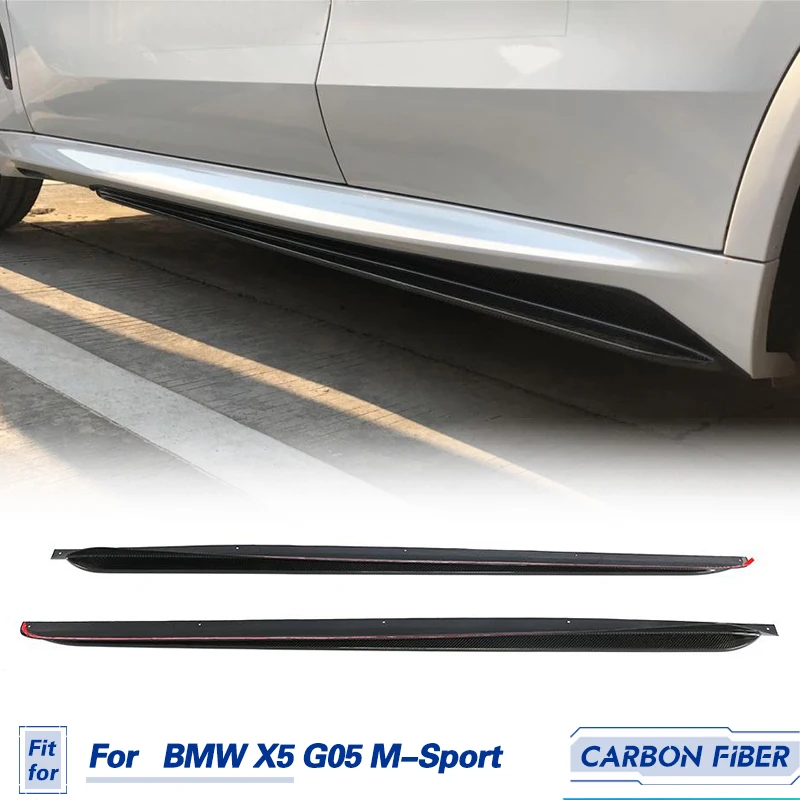 Car Side Skirts Extension Lip Carbon Fiber for BMW X5 G05 M-Sport 2019 Racing Door Side Bumper Protector Side Skirts Body Kits 