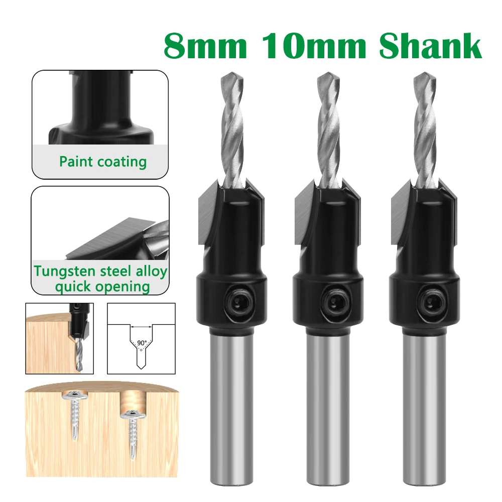 8/10mm Round Shank HSS Core Drill Bit Woodworking Countersink Drill Bit Screw Extractor Remon Demolition for Wood Milling Cutter