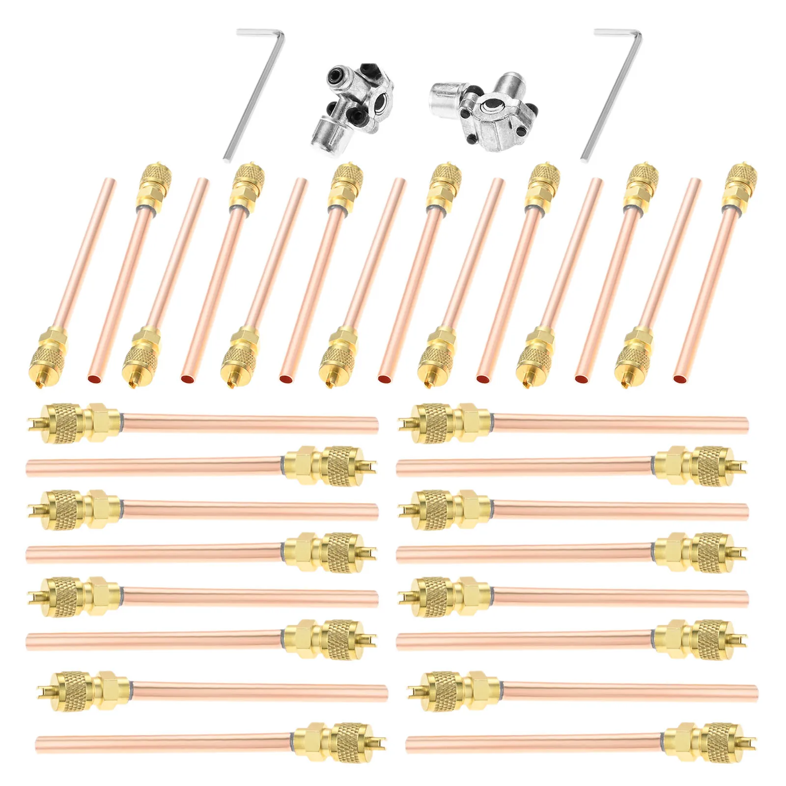

30Pcs 1/4" SAE x 1/4" OD x 3.54" Stem Core Access Service Copper Valve with 2Pcs BPV31 Bullet Piercing Valves for 1/4" OD Pipe