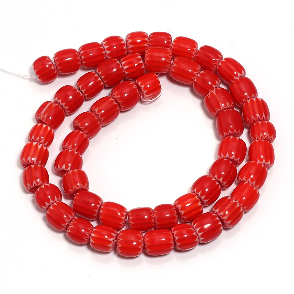Louleur 1 Strang Kürbis gestreifte Perlen bunte Lampwork Perlen Glasperlen für Schmuck machen DIY Halskette Armbänder Zubehör – Detail 8