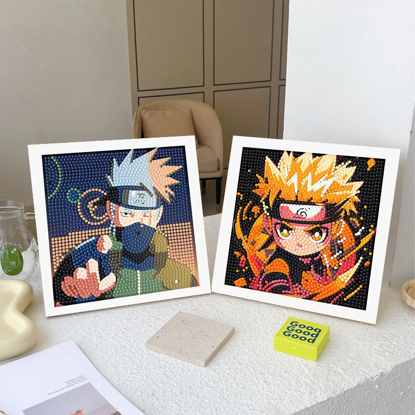

MINISO&Naruto Cartoon Ninja Crystal Diamond Frame Drawing Boy DIY Cross Embroidery Kit Desktop and Furniture Decoration