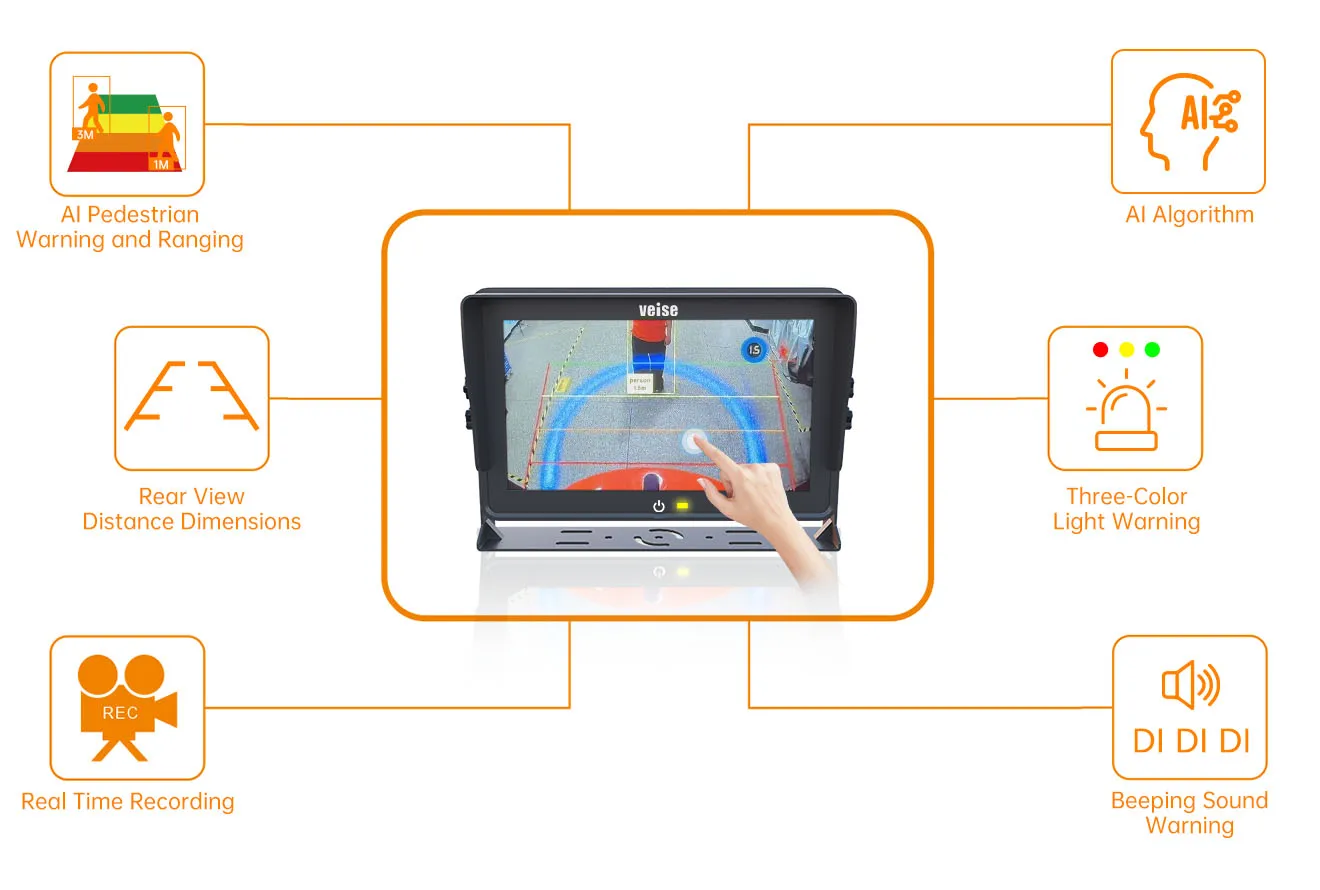 نظام كاميرا مراقبة Veise Bsd Ai مع شاشة 10.1 بوصة للشاحنة #6