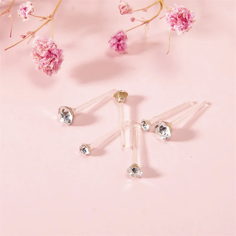 100Pair/set Women Plastic Crystal Small Stud Earrings Set Women Colorful Blue Red Rhinestone Circle Earring Set Jewelry Gi