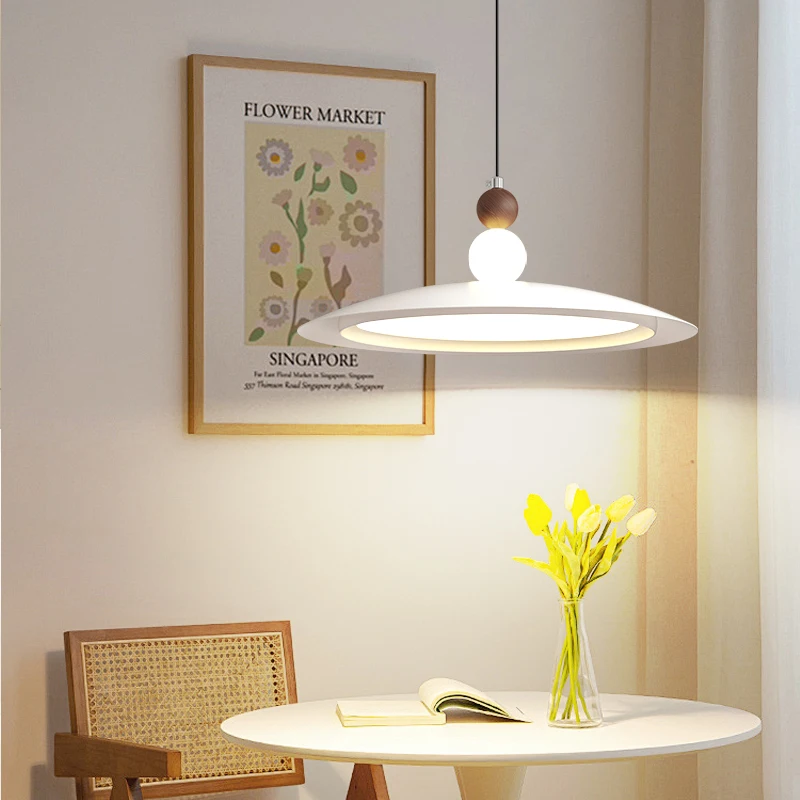 

White Cream Style Flying Saucer Pendant Lights For Living Room Dining Room Kitchen Island Bedroom Loft Chandelier Lampara Techo
