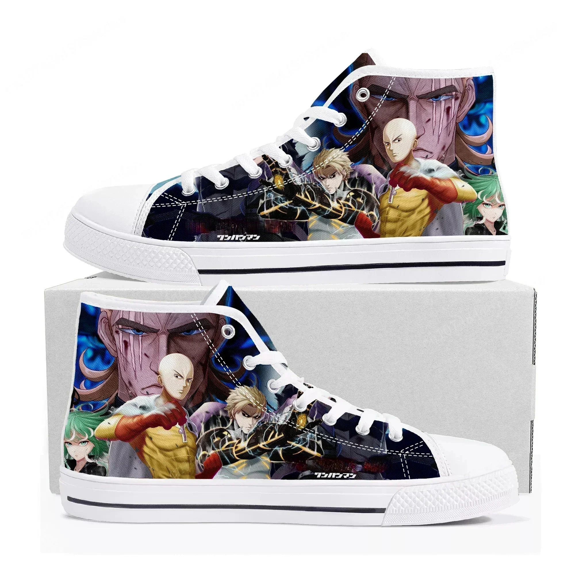 One Punch Man High Top Sneakers Mens Womens Teenager Saitama High Quality Canvas Sneaker Comics Manga Couple Customized Shoes