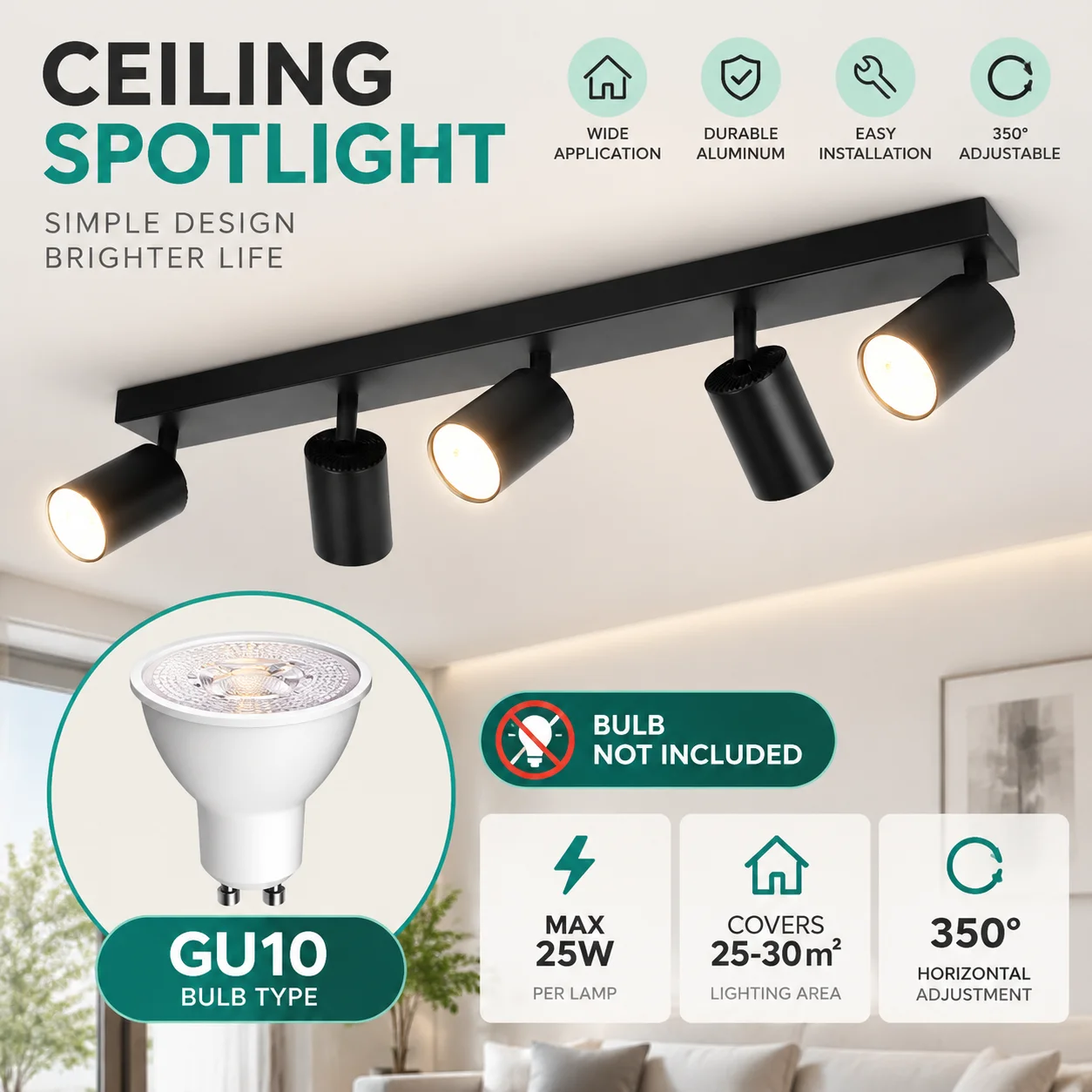 Commercial Kitchen Ceiling - Lâmpada LED GU10 110-220V para Teto,