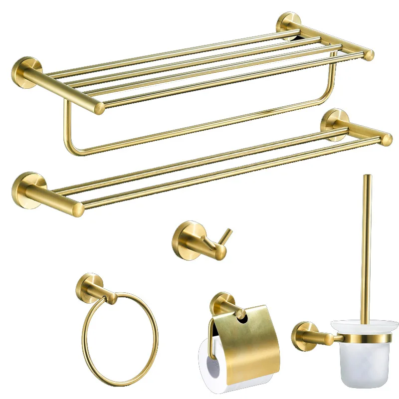 

Nordic brushed towel rack, gold bathroom towel rack, toilet storage, bathroom hardware pendant set, stainless steel.