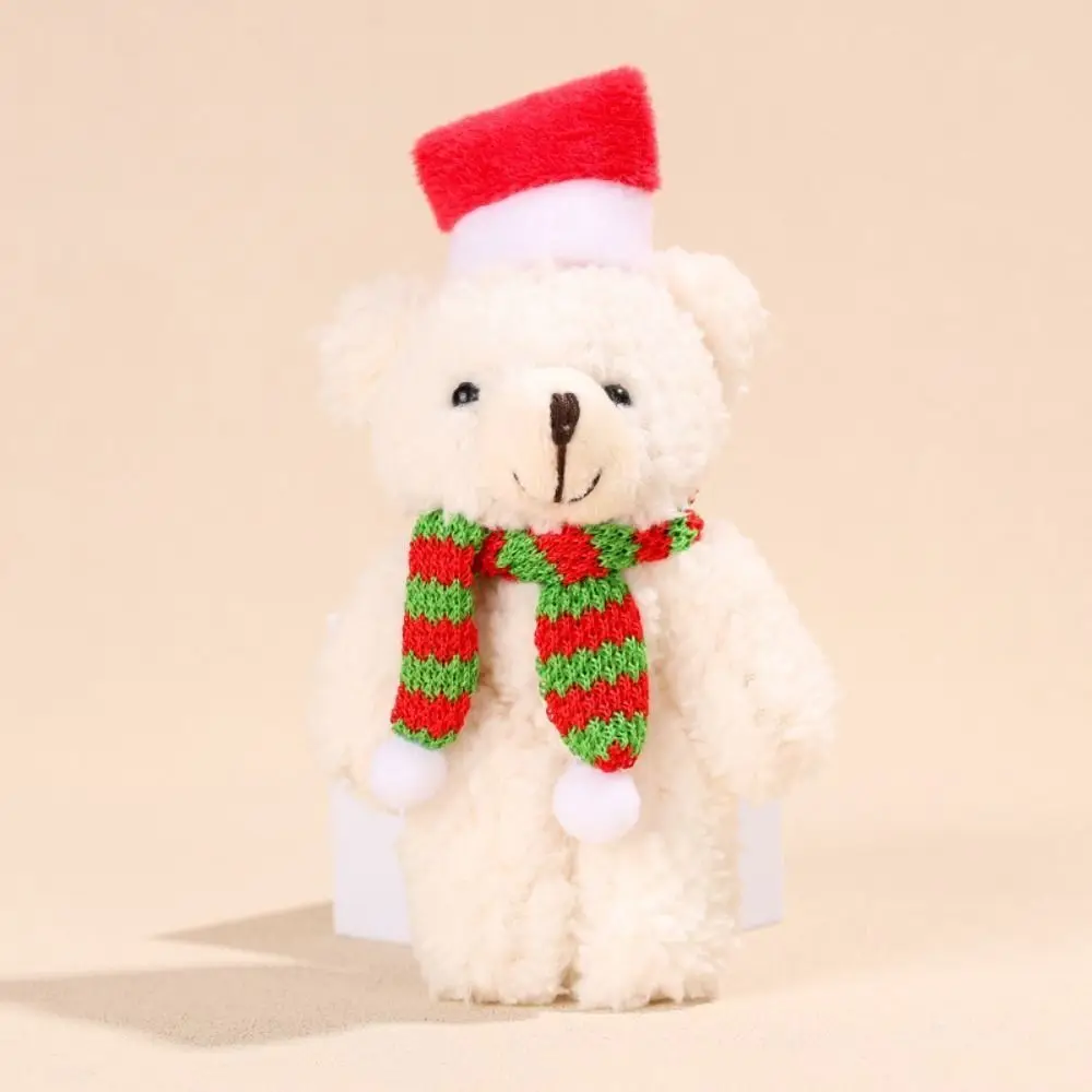 Bear Scarf Flower Christmas Plush Bear Soft Plush Christmas Bear Doll PP Cotton Cute Christmas Bear Plush Pendant Couple