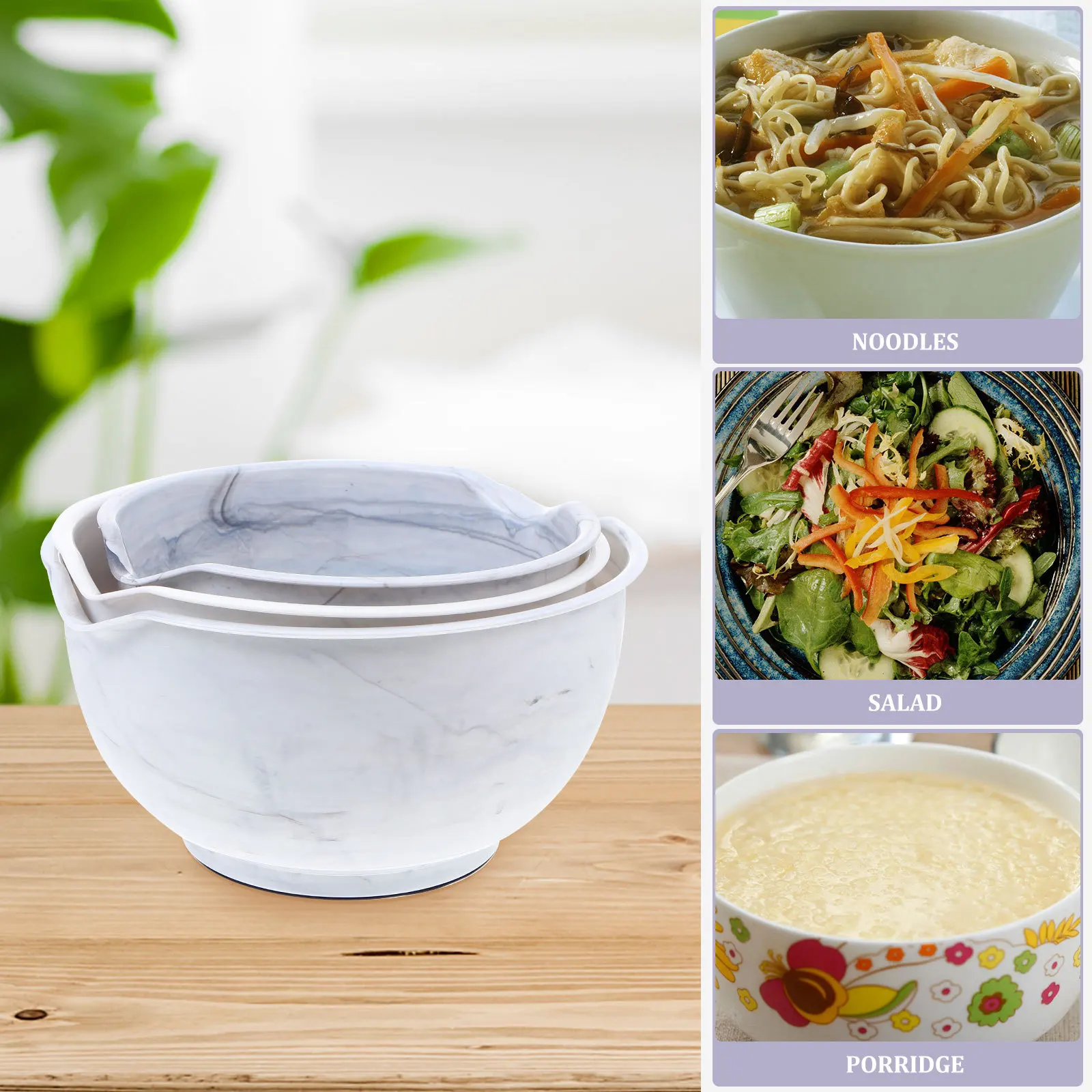 

3pcs Mixing Bowl Set Premium Pp Material Deep Design Unbreakable Salad Fruit Cereal Storage Kitchen Tableware Portable Picnic