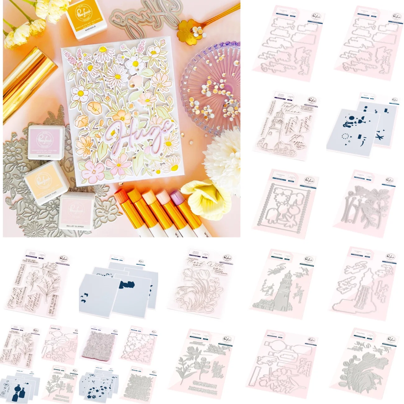 

Garden Sunshine Petal Summer Light Tulips Cutting Dies Clear Stamps Stencil Hot Foil for DIY Decorating Scrapbook Paper Card