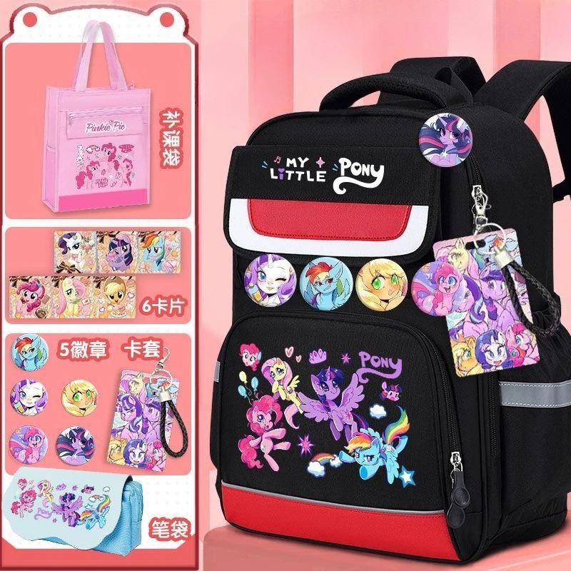 My Little Pony Twilight Sparkle การ์ตูนน่ารักกระเป๋าเป้สะพายหลังน้ําหนักเบากระเป๋านักเรียนป้องกันกระดูกสันหลังสําหรับนักเรียนชั้นประถมศึกษา