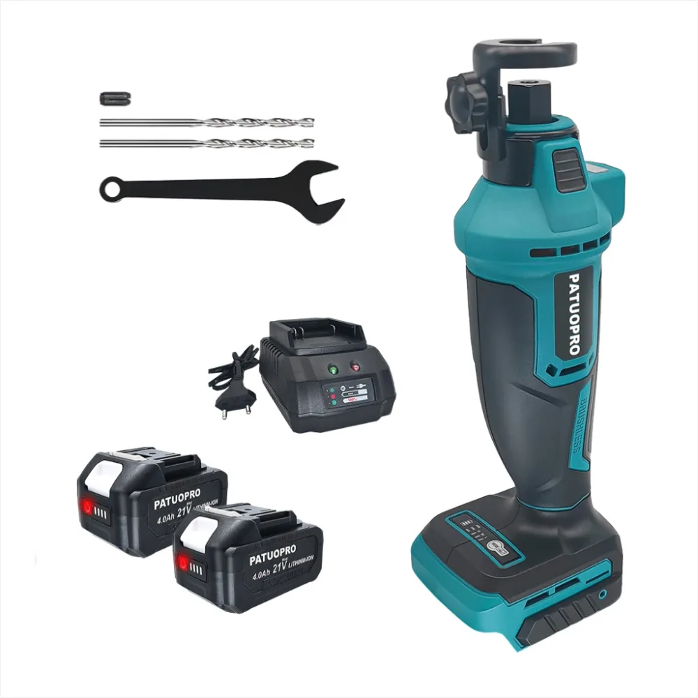 

PATUOPRO Brushless Electric Drywall Cut-Out Tool 3 Speed 40MM Handheld Cutting Wood Sheetrock Power Tools For Makita 18V Battery
