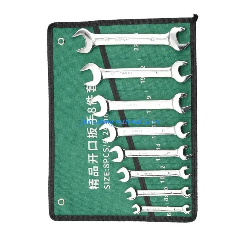 Y5GD Completing Wrench Collection Mirror Finish Open End Tools 8/10Pcs with Convenient Carry Bag Double Head Spanner Tools
