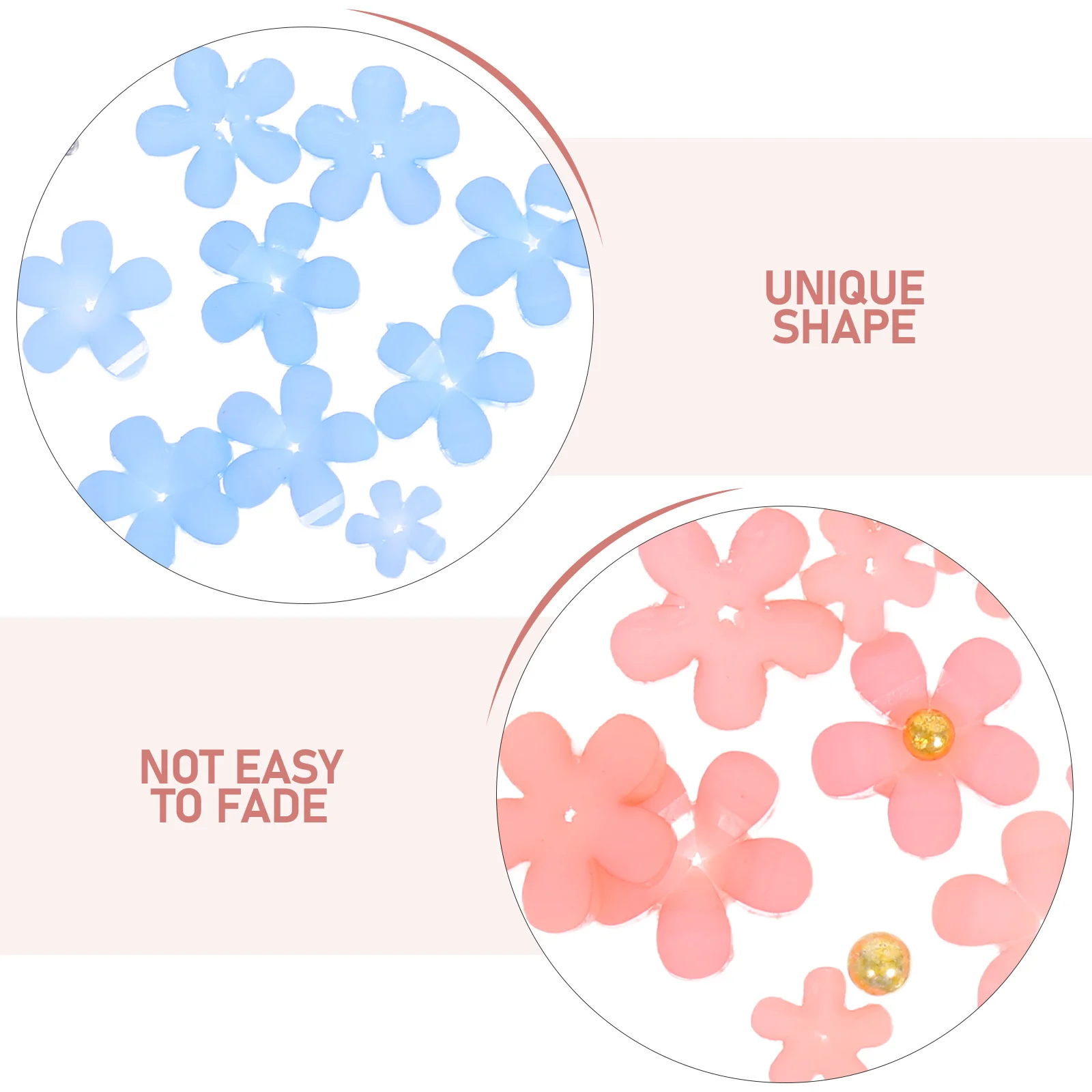 3D Flower Nail Charms Mixed Sizes Colorful Resin Artificial Pearls DIY Manicure Art Decorations Flower Nail Art