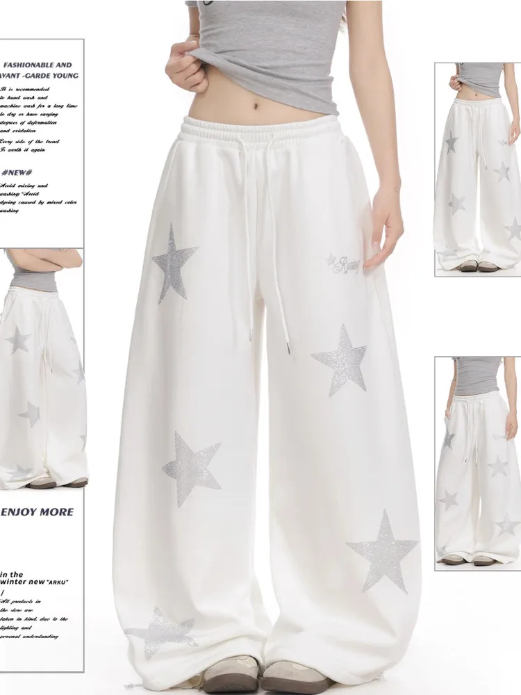 Women Black Gothic Baggy Y2k Star Jeans Vintage Grunge Emo Wide Jean Pants Harajuku Oversize Denim Trousers Alternative Clothes view 2